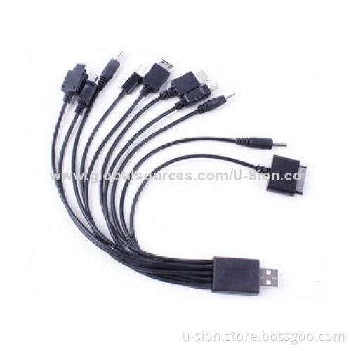 Multifunctional 10-in-1 Universal USB Charging Cable for Cellphone, Retractable Design Available
